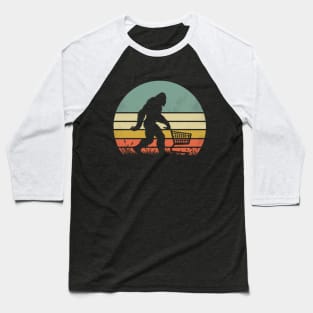 Bigfoot Holding a Shopping Cart Funny Vintage Shopper Baseball T-Shirt